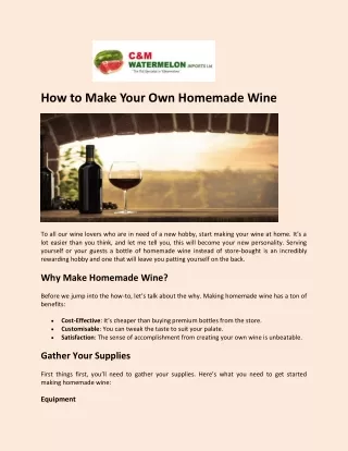 how to make your own homemade wine