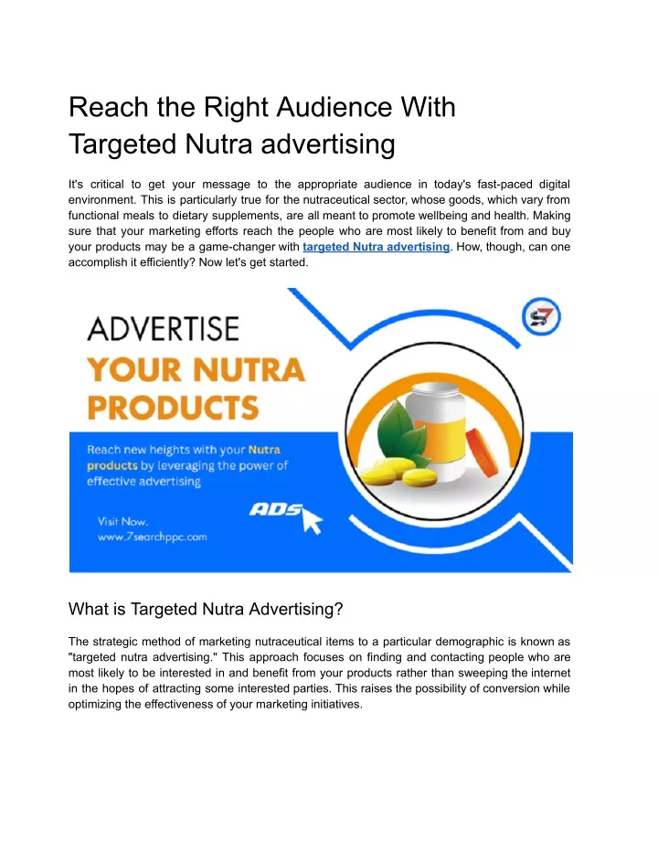 reach the right audience with targeted nutra