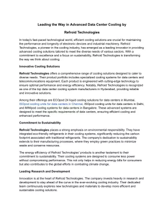 leading the way in advanced data center cooling by