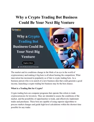 Why a Crypto Trading Bot Business Could Be Your Next Big Venture