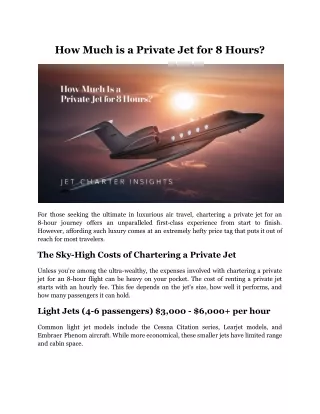 how much is a private jet for 8 hours