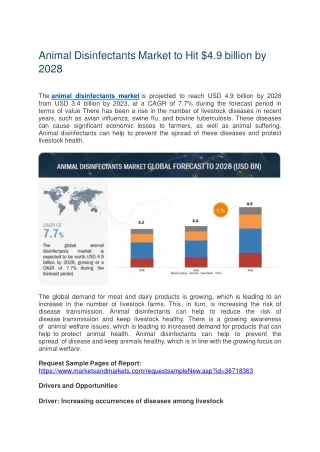 Animal Disinfectants Market Size, Share, Industry Trends, and Forecast [Latest]