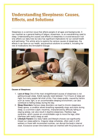 sleepiness is a common issue that affects people