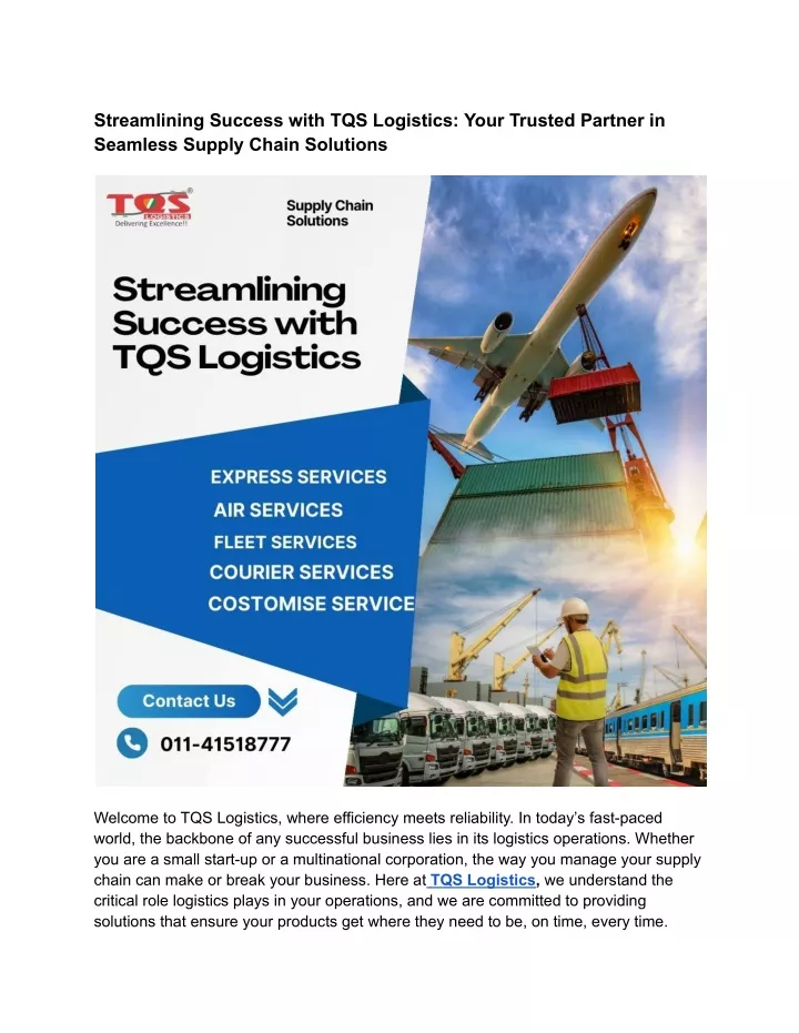 streamlining success with tqs logistics your