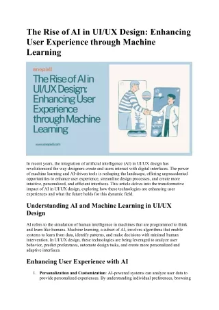 The Rise of AI in UIUX Design Enhancing User Experience through Machine Learning