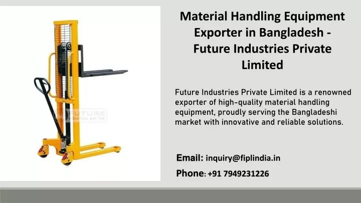 material handling equipment exporter