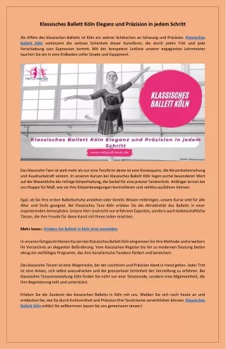 Klassisches Ballett Köln Klassischer Tanzunterricht für alle Altersgruppen