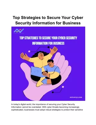 Top Strategies to Secure Your Cyber Security Information for Business