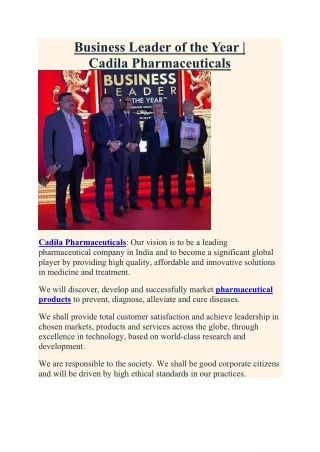 Business Leader of the Year | Cadila Pharmaceuticals