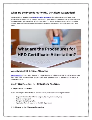 what are the procedures for hrd certificate