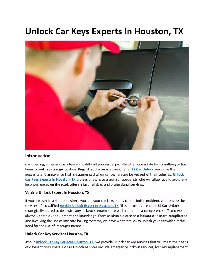 unlock car keys experts in houston tx