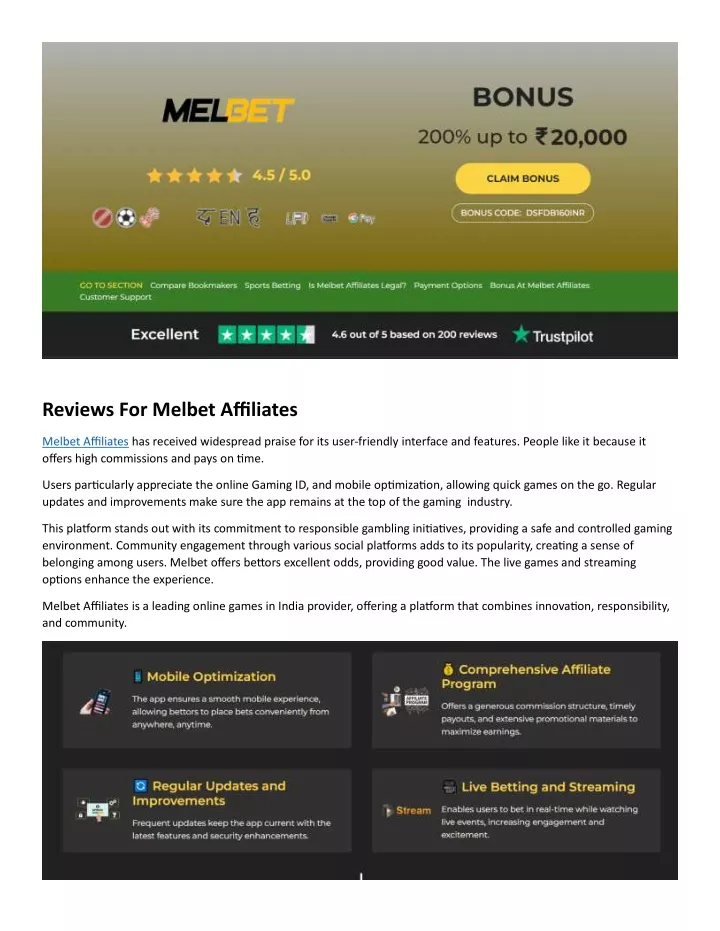 reviews for melbet affiliates