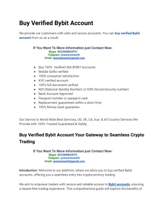 How to Buy Verified Bybit Account Fast in 2024