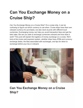 Can You Exchange Money on a Cruise Ship?