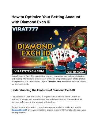 How to Optimize Your Betting Account with Diamond Exch ID