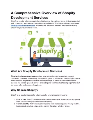 Overview of Shopify Development Services