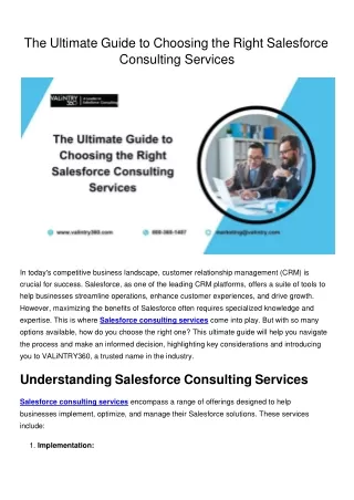 The Ultimate Guide to Choosing the Right Salesforce Consulting Services