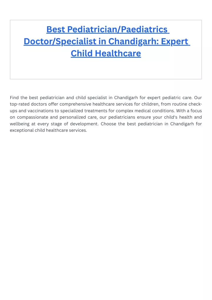 best pediatrician paediatrics doctor specialist