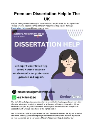 Premium Dissertation Help In The UK