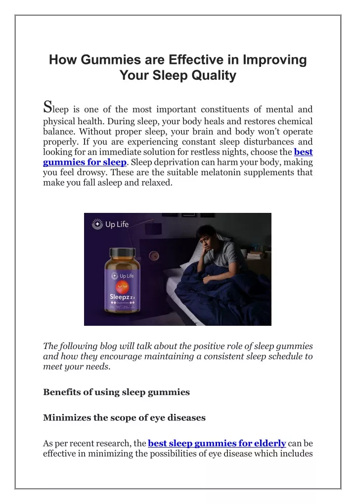 how gummies are effective in improving your sleep