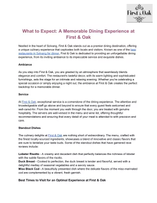 What to Expect_ A Memorable Dining Experience at First & Oak