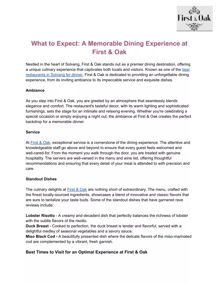 what to expect a memorable dining experience