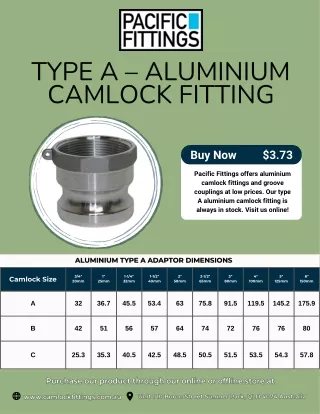 Type A – Aluminium Camlock Fitting