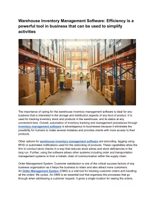 Warehouse Inventory Management Software_ Efficiency is a powerful tool in business that can be used to simplify activiti
