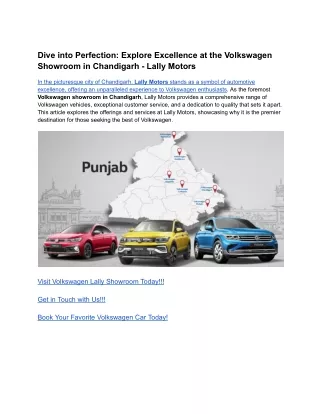 Dive into Perfection_ Explore Excellence at the Volkswagen Showroom in Chandigarh - Lally Motors