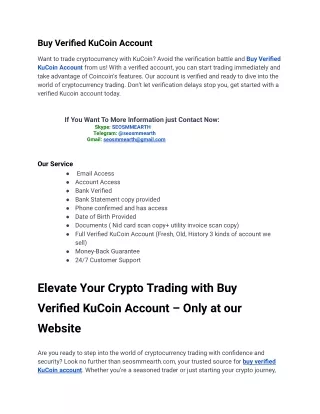 How to Buy Verified KuCoin Account Fast in 2024
