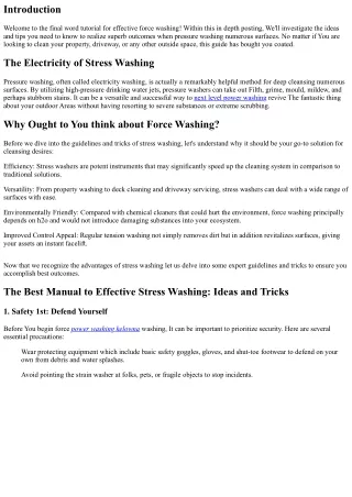 The final word Manual to Effective Force Washing: Ideas and Tips