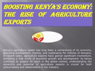 Agriculture exports in Kenya