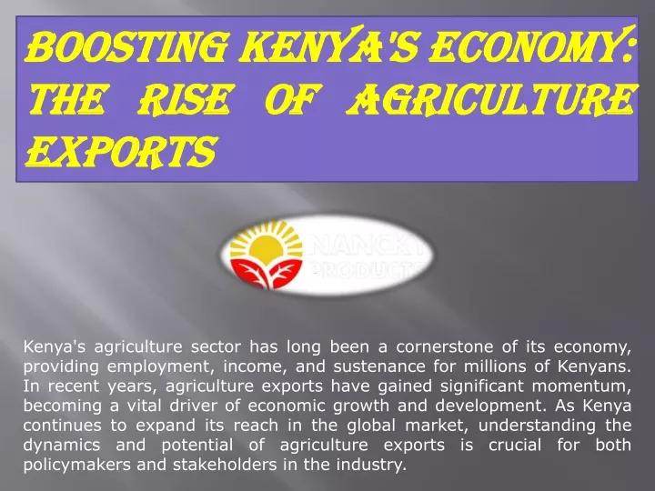 boosting kenya s economy the rise of agriculture