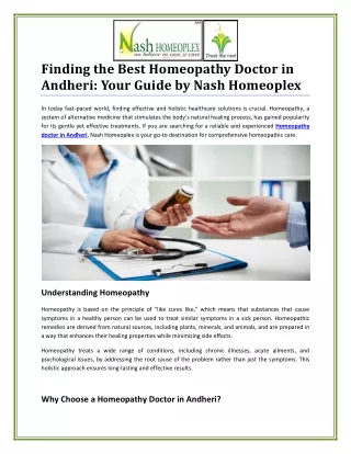 Discover Holistic Healing with a Homeopathy Doctor in Andheri