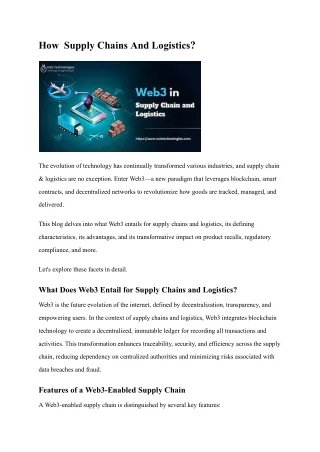 How Web3 Impacts Supply Chains And Logistics