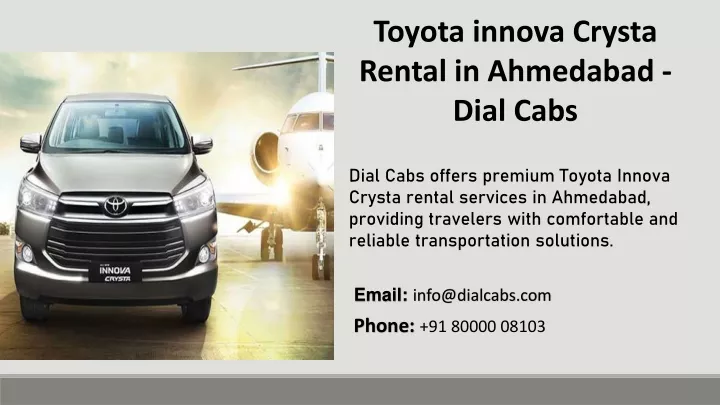 toyota innova crysta rental in ahmedabad dial cabs