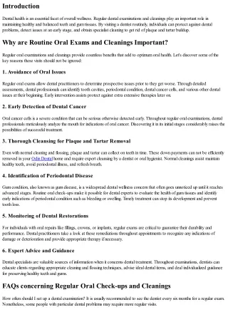Recognizing the Relevance of Regular Oral Examinations and Cleansings