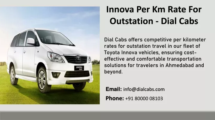 innova per km rate for outstation dial cabs