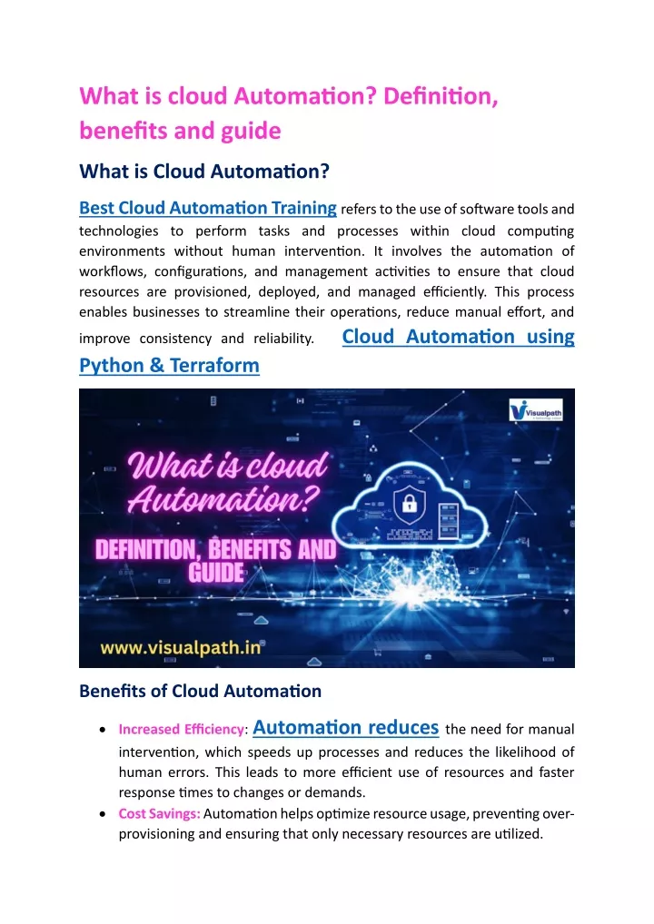 what is cloud automation definition benefits