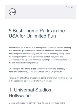 5 Best Theme Parks in the USA for Unlimited Fun