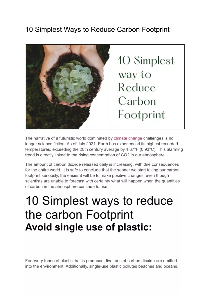 10 simplest ways to reduce carbon footprint