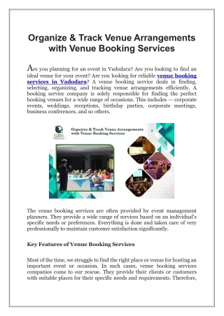 Organize & Track Venue Arrangements with Venue Booking Services