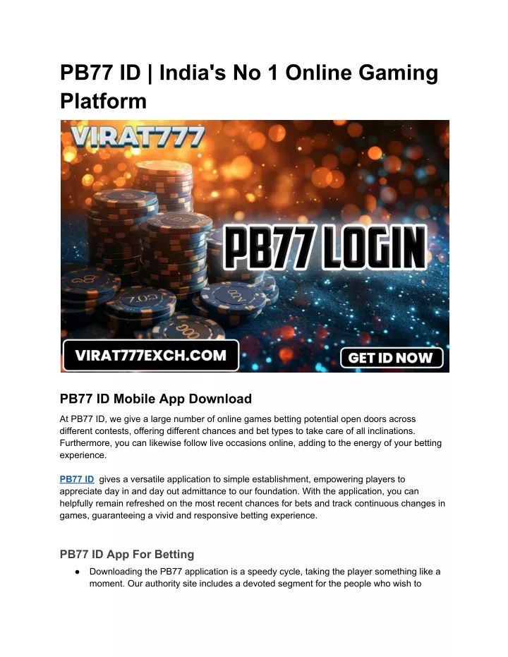 pb77 id india s no 1 online gaming platform