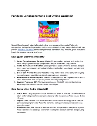 Panduan Lengkap tentang Slot Online Wasiat4D