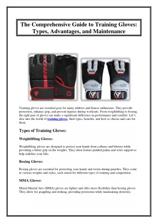 the comprehensive guide to training gloves types
