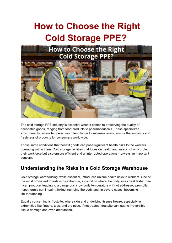 PPT - How to Choose the Right Cold Storage PPE? PowerPoint Presentation ...