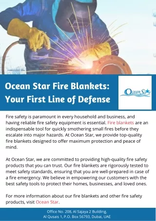 Ocean Star Fire Blankets: Your First Line of Defense