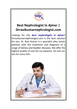 Best Nephrologist In Ajmer  Drravikumarnephrologist.com