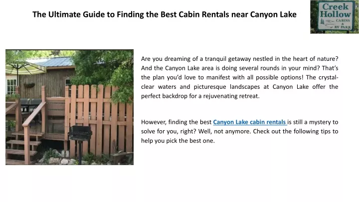 the ultimate guide to finding the best cabin