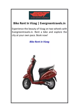 Bike Rent In Vizag  Evergreentravels.in